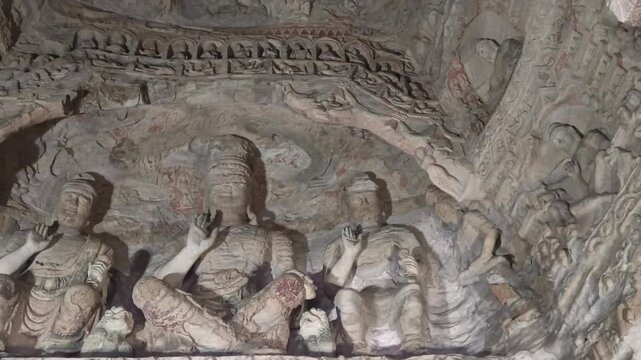 Ancient Buddhist Stone Carvings in Yungang Grottoes, Datong, China &ndash; UNESCO World Heritage Cave Sculptures