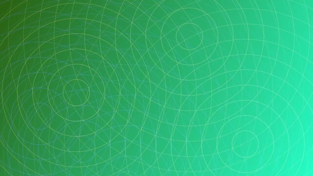 Abstract glowing green geometric pattern with concentric circles and grid lines, representing technology and connection.