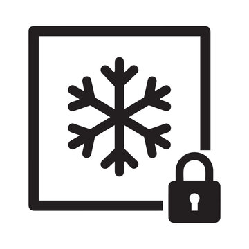 Frozen food security icon with padlock security protected illustration temperature refrigeration maintain guaranteed delivery transport