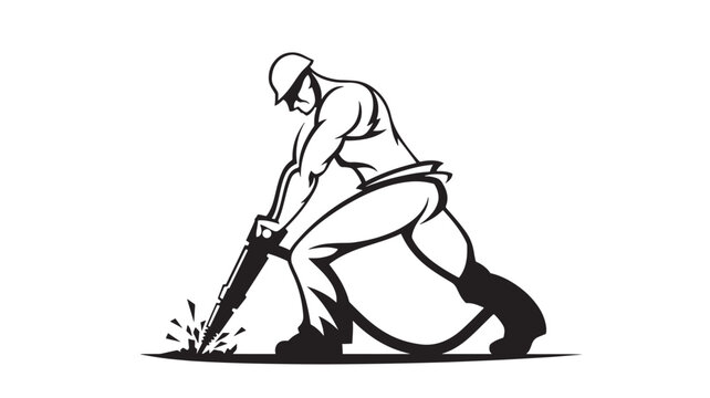 Soldier tactical combat illustration with rifle aiming, dynamic crouch pose and splash ground effect in monochrome style