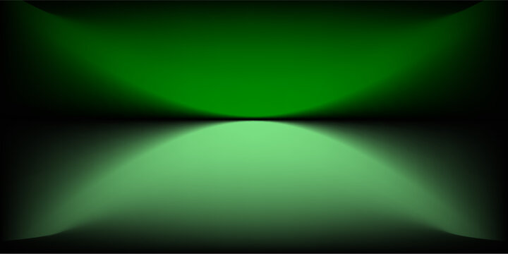 green background abstract with Gradient in empty room studio, green empty room studio gradient used for background, green background studio with shine use for product shooting. vector dynamic room