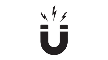 U letter warning lightning icon with black bold typography symbol for safety alerts and premium hazard design featuring electric, sparks, electricity © TAIFUR