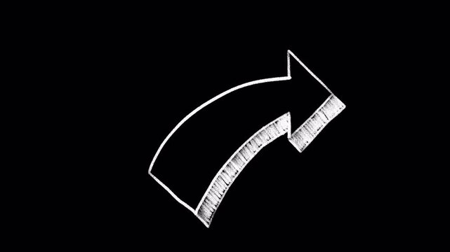 White arrow doodle chalk animation transparent background