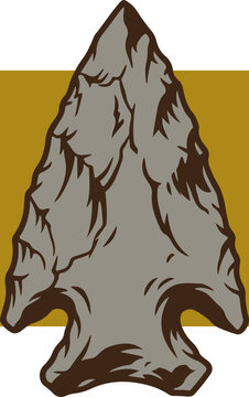 Vintage style illustration of a sharp stone arrowhead.