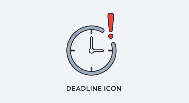 Clock with exclamation mark icon representing urgency, deadline, important time, alert and warning symbol