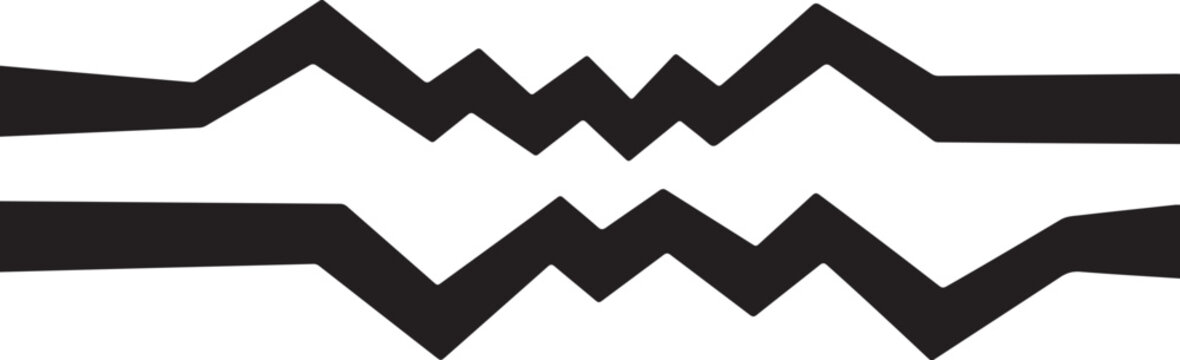 Two black stylized zigzag lines facing each other abstract