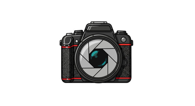 Modern Digital SLR Camera Illustration on White Background