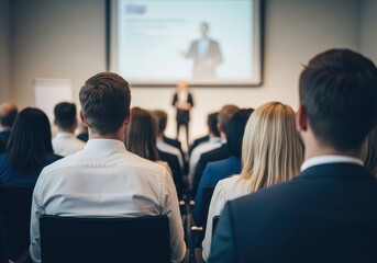 Fototapeta premium Professional business people attend a seminar in a conference room.