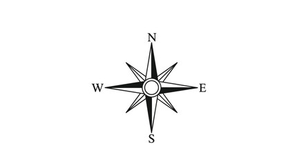 Compass Rose, Navigation Symbol, Directional Indicator, North South East West © ADIT DITATA