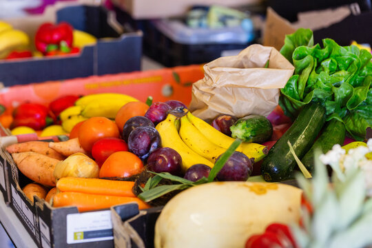 Fresh fruit and veg for healthy eating together in food hub box
