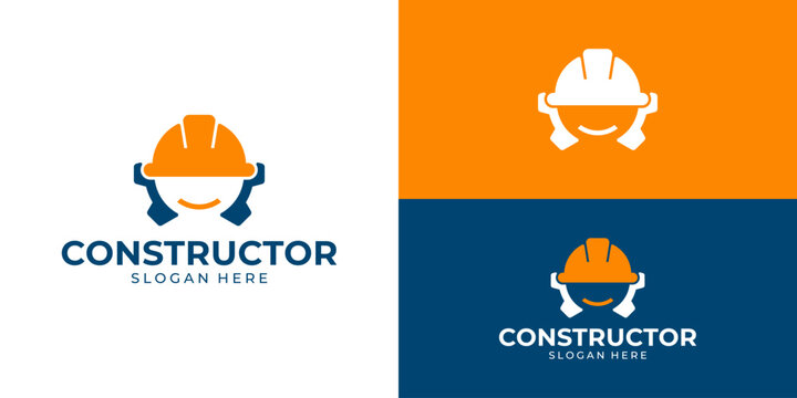 Creative simple constructor logo template. Engineer logo design vector illustration.