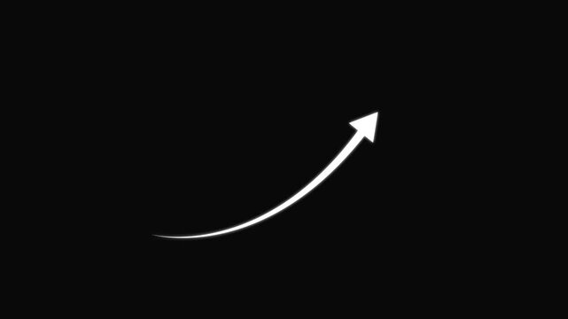 Abstract arrow business graph icon animation black background. 4k video
