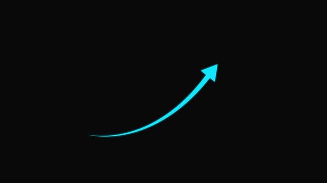 Abstract arrow business graph icon animation black background. 4k video