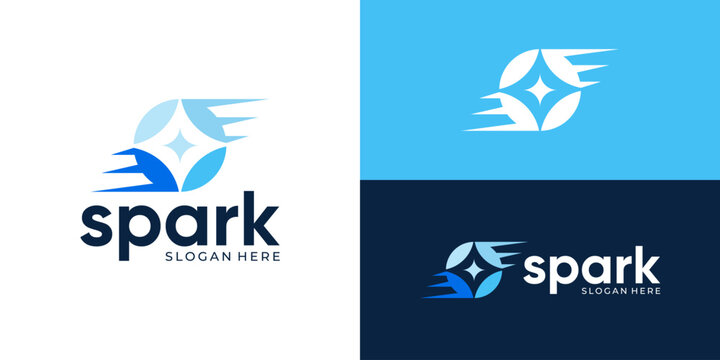 Creative modern spark logo template. Starburst logo design vector illustration.