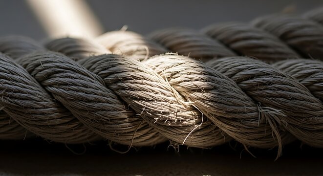 Close-up of thick braided rope texture.