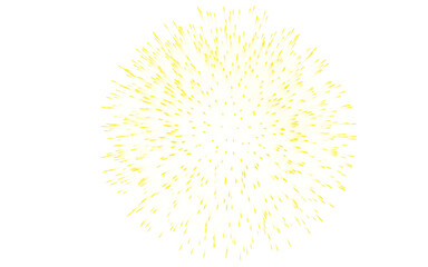 Obraz premium Golden yellow firework burst on white background, sparkling festive explosion, bright celebratory pyrotechnics for holiday design and greeting cards