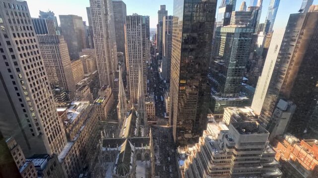 Timelapse footage of office buildings and skyscrapers in the skyline in Manhattan New York City New York USA