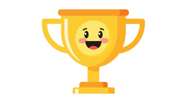 Smiling Cartoon Trophy Cup Icon.