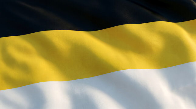 Bright Daylight Fabric Texture of the Historical Romanov Flag