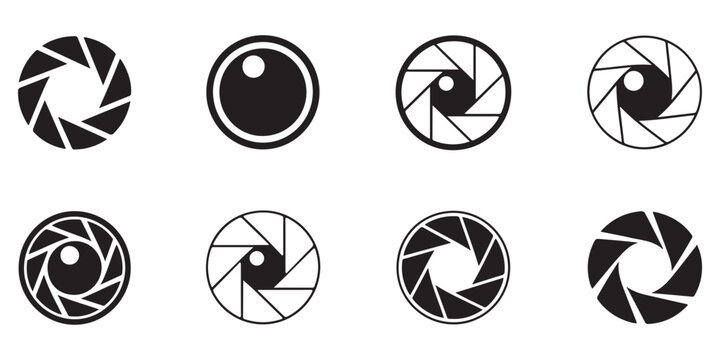 Photography Aperture and Camera Shutter Symbols Set