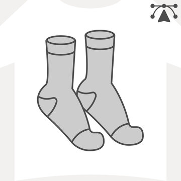 Socks pair isometric icon, hosiery concept. Vector graphics. Walk in comfort, clothing sign and editable stroke, outline style icon for mobile or web design.