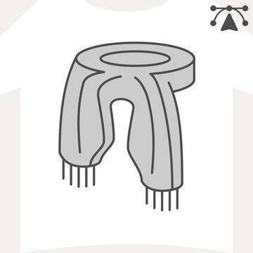 Scarf isometric icon, lightweight shawl concept. Vector graphics. Wrap up comfortably, clothing sign and editable stroke, outline style icon for mobile or web design.