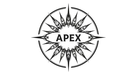 Fototapeta premium Apex Compass Rose Logo Design with Intricate Details and Bold Typography.