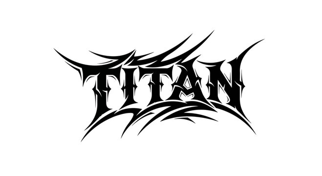 Titan wordmark in a heavy metal or gothic style with sharp jagged edges.