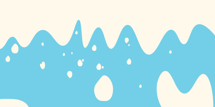 Minimalist Abstract Blue Water Wave Background with Fluid Splashes and Bubbles. Vector Illustration