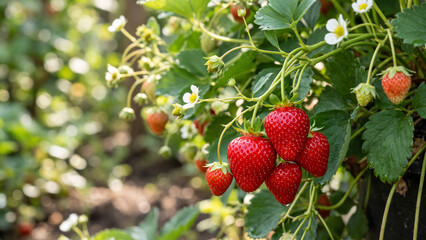 Obraz premium ripe strawberry on the bush