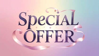 Fototapeta premium Elegant 'Special Offer' Text with Ribbon on Pastel Gradient Background - Perfect for Promotions