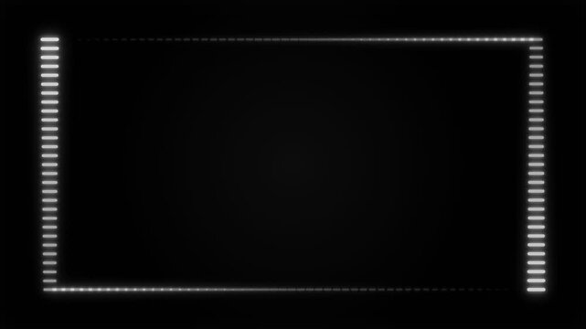 White laser light rectangular frame. glowing neon border animation. seamless loop background