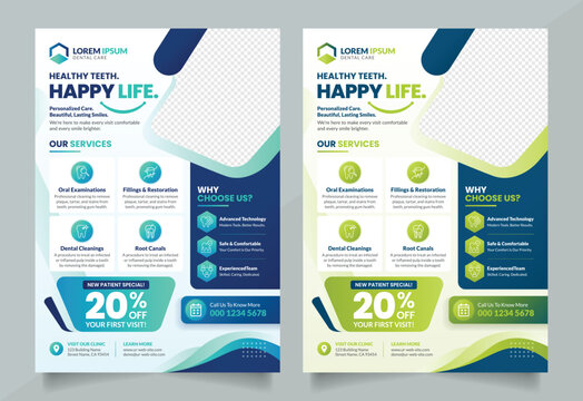 Dental and Medical Flyer Pamphlet or Leaflet Design Template