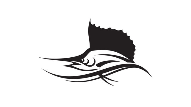 Shark fin and stylized eyes graphic with tribal wave lines for premium marine logo and tattoo design featuring ocean emblem, predator, eye icon with