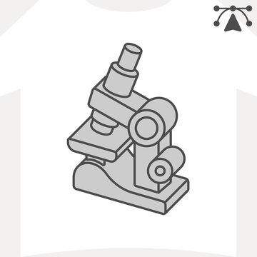 Microscope isometric icon, laboratory research tool concept. Vector graphics. Laboratory equipment sign and editable stroke, outline style icon for mobile or web design.