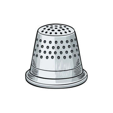 Silver Thimble with Perforated Surface for Sewing and Crafting