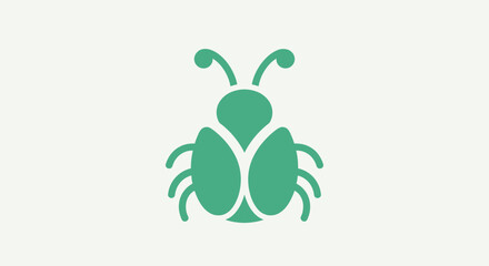 Green ladybug icon on light background, minimalist design, insect symbol © Blaz