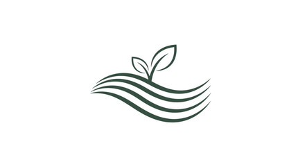 Fototapeta premium Green sprout emerging from wavy lines, symbolizing growth and nature
