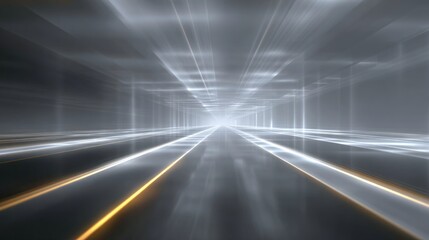 Fototapeta premium Abstract motion background with light beams illuminating a futuristic tunnel evoking speed, mystery, and technology in a sleek, modern environment