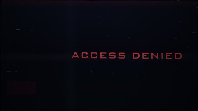 Access denied error message. computer hacking warning screen. glitch text and noise effect