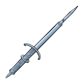 Illustration of a medieval polearm weapon with a pointed metal tip and decorative hilt