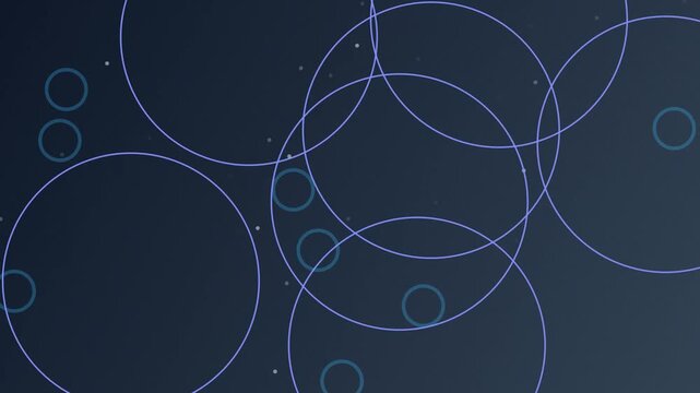 Abstract background of overlapping circles and subtle light particles on a dark navy canvas.