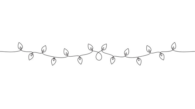 Vine leaves line icon with thin curving stem and repeating leaf clusters for minimalist botanical decoration featuring foliage, branch, contour