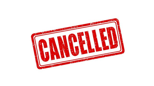 Cancelled rubber stamp. red canceled document mark. status update notice