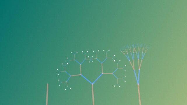 Abstract fractal tree structure growing and branching on a gradient background