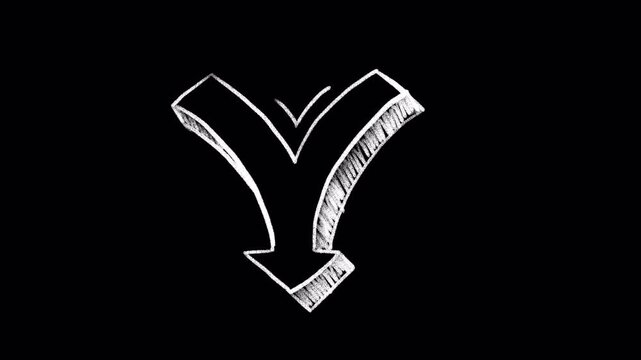 White arrow doodle chalk animation transparent background
