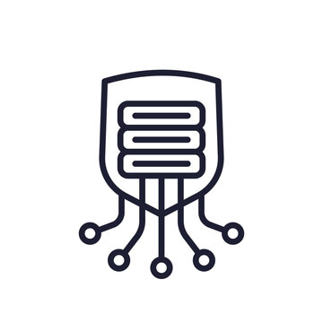 secure server line icon with a shield