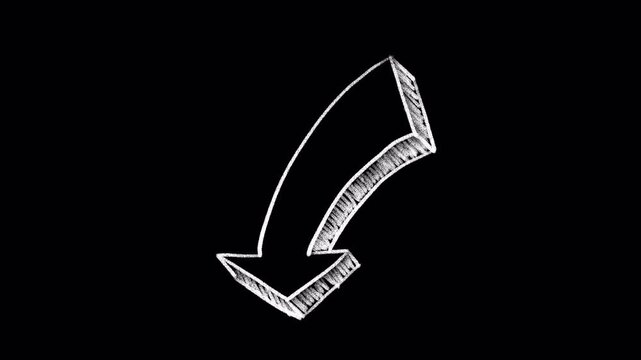 White arrow doodle chalk animation transparent background