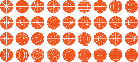 Vector illustration of basketball spheres with creative line patterns and geometric designs in decorative style © Mossadessur Rahman