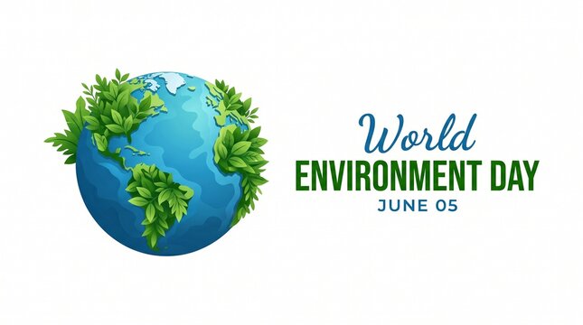 World environment day 2023 3d concept background. Ecology concept. Design with globe map drawing and leaves isolated on white background. Better Environment, Better Tomorrow.